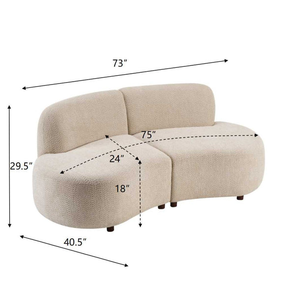 English Elm Cozelle Two Piece Boucle Sectional Sofa Curved Modular Cloud Seating for Living Room N773IS00093B