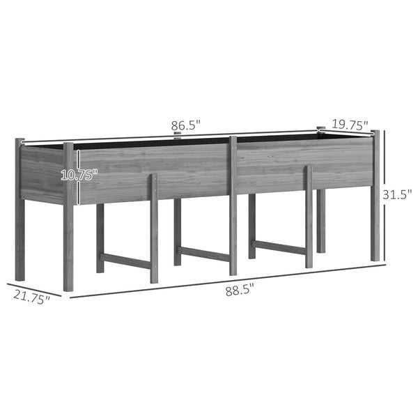 English Elm Large Fir Wood Raised Garden Bed with Legs Fabric Liner Drainage Patio Ready T3971P422203