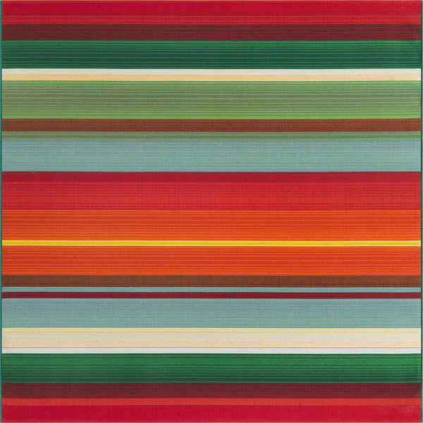 Unique Loom Outdoor Modern Jaco Machine Made Striped Rug Multi, Light Blue/Orange/Red/Yellow/Green/Olive/Brown 5' 4" x 6' 1"