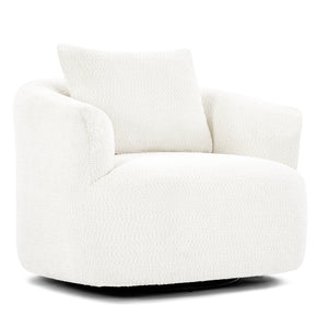English Elm 360° Swivel Chair with Boucle Upholstery, Deep Pocket-Spring Seat, Ergonomic Curved Arms & Minimalist Design for Living Room Comfort Beige N719P288552A