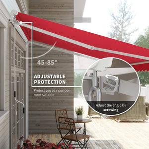 English Elm Outsunny 12' X 10' Retractable Patio Awning With Crank Handle - Uv & Water-Resistant Shade For Decks W2225P217467-GIGA