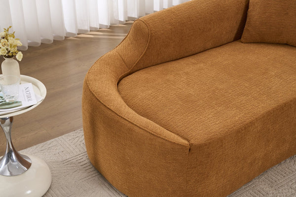 English Elm Ly-048 Sculpted Chenille Chaise Lounge Convertible Sleeper Sofa for Modern Living Spaces Orange W2231P401727