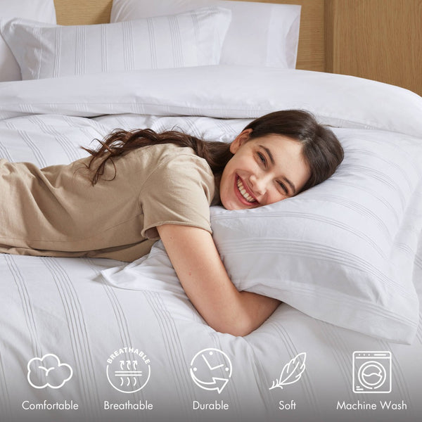 English Elm 7-piece King Striped Woven Comforter Set Neutral Tones Wrinkle Resistant Bedding B035P463213