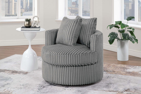 English Elm Comfortable Plush Fur-Like Corduroy Swivel Chair with Rounded Base, Removable Cushion & Pillows for Living Room Comfort Smoke 34 L x 28 W x 35 H B011P369868