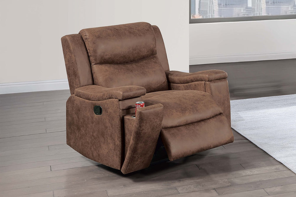English Elm Modern Walnut Faux Leather Manual Recliner with Plush Headrest for Living Rooms B011P466431