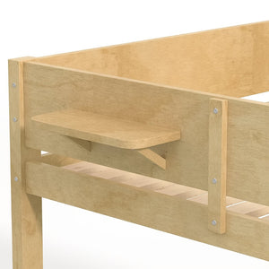 English Elm Queen Over Solid Pine Bunk Bed with Built in Shelves and Tray for Guest Rooms Natural W5305S00009