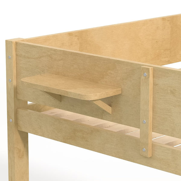 English Elm Queen Over Solid Pine Bunk Bed with Built in Shelves and Tray for Guest Rooms Natural W5305S00009