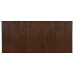 English Elm Fremont Double-Pedestal Antique Brown Trestle Dining Table with Removable Leaf, Brass Lock, Solid Craftsmanship B062S00832