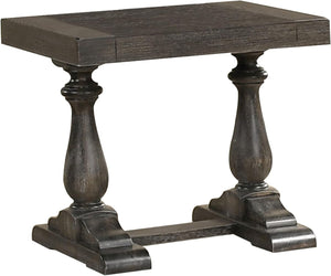 English Elm Transitional Solid Wood End Table Distressed Finish Rustic Living Room Sofa Side Gray B011P427259