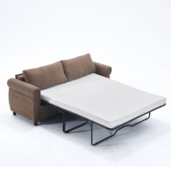 English Elm U_Style Convertible Sofa Bed Sleeper with Thick Foam & Pocket Springs, Space-Saving Dual Use Lounge khaki W2705S00013