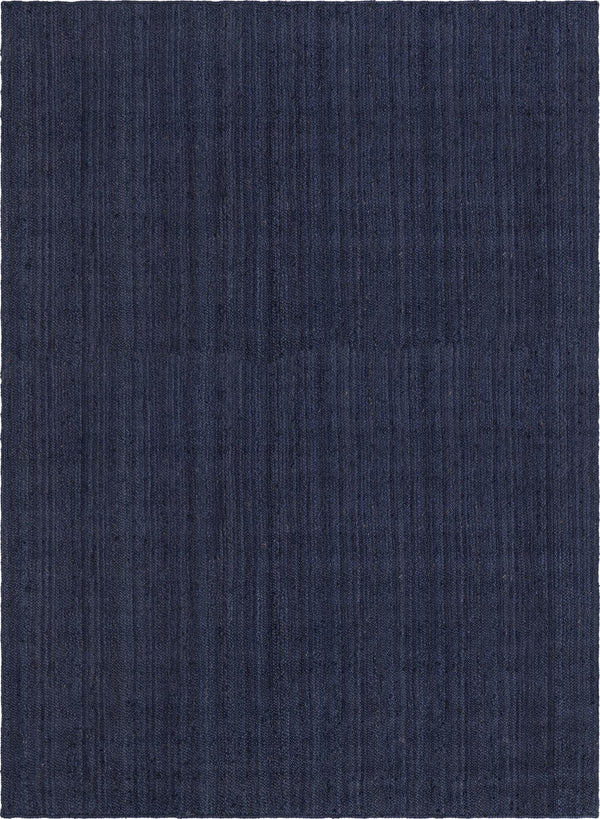 Unique Loom Braided Jute Dhaka Hand Woven Solid Rug Navy Blue,  12' 2" x 16' 1"