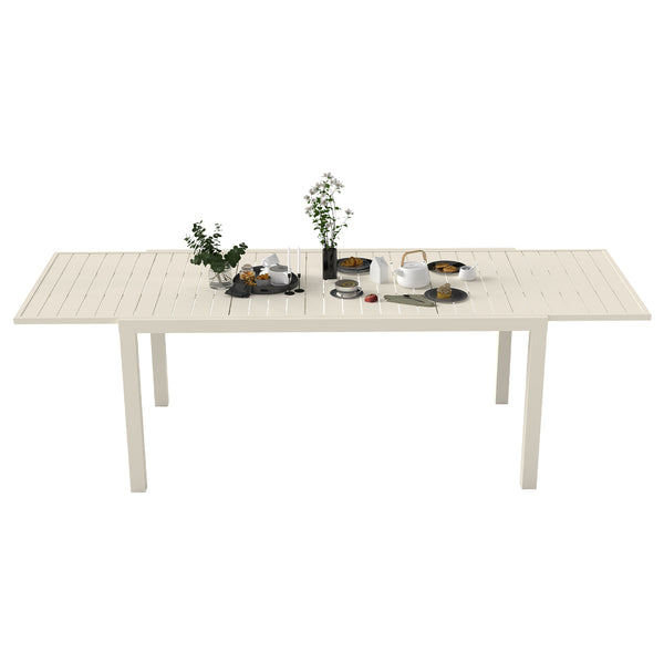 English Elm 97.2"L Extendable Aluminum Outdoor Dining Table with Rust-Resistant E-Coating and Adjustable Legs White W1859P359692