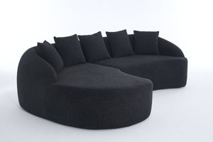 English Elm New Modular Chenille Sectional with Deep Curved Chaise and High-density Foam Seating W2231S00054