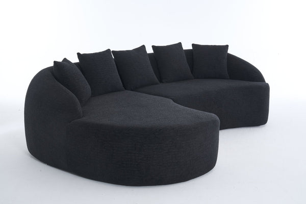English Elm New Modular Chenille Sectional with Deep Curved Chaise and High-density Foam Seating W2231S00054