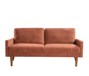 English Elm Velvet Kent 3-Seater Sofa with Plush Upholstery, European Modern-Vintage Design and Durable Build Pumpkin Orange B2735P291966