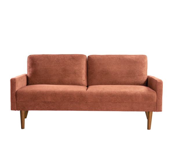 English Elm Velvet Kent 3-Seater Sofa with Plush Upholstery, European Modern-Vintage Design and Durable Build Pumpkin Orange B2735P291966
