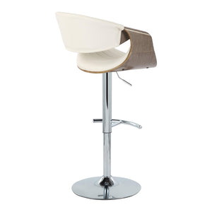 English Elm Symphony Mid-Century Adjustable Barstool Set Of 2 - Swivel Chrome, Light Grey Wood, White Leather B202S01021-GIGA