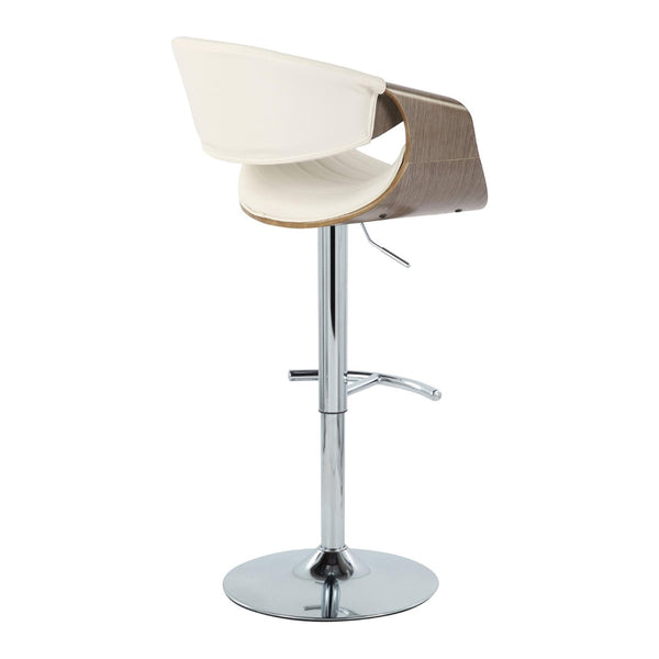 English Elm Symphony Mid-Century Adjustable Barstool Set Of 2 - Swivel Chrome, Light Grey Wood, White Leather B202S01021-GIGA