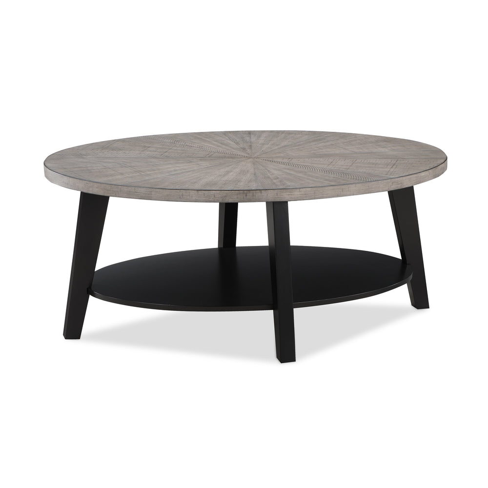 English Elm Contemporary Gray 3-Piece Cocktail Table Set - Sleek Oval Coffee & 2 Round End Tables, Modern Hardwood Finish B011P244333