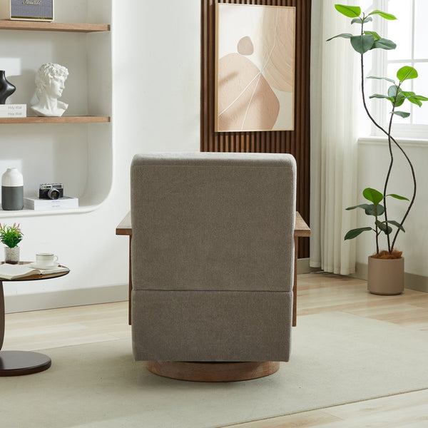 English Elm 29.13"w Boucle Swivel Accent Chair Open Back 360 Rotation Modern Lounge Seating Gray W3188P417948
