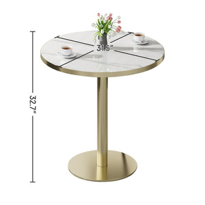 English Elm Round Modern Bistro Table With Faux Marble Top, Sturdy Metal Frame, Easy Assembly & Stylish Design W3316P345966-GIGA