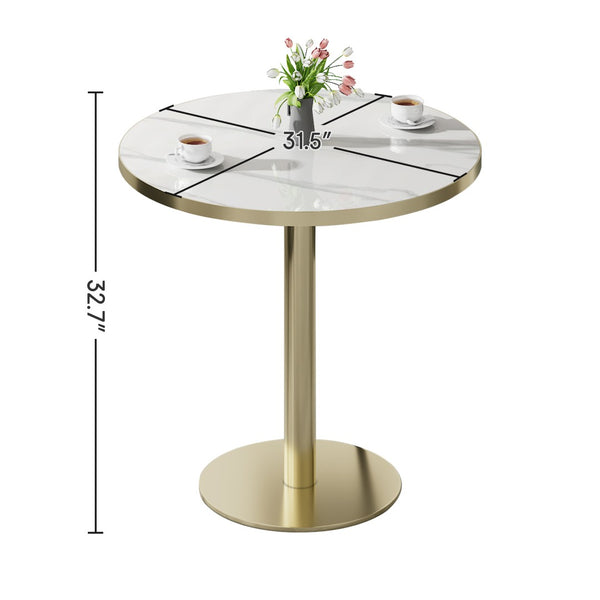 English Elm Round Modern Bistro Table With Faux Marble Top, Sturdy Metal Frame, Easy Assembly & Stylish Design W3316P345966-GIGA