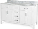 Christopher Knight Home® - Noble House - - 61'' Bathroom Vanity With Marble Top & Double Ceramic Sinks, 4 Drawers, 4 Doors, White