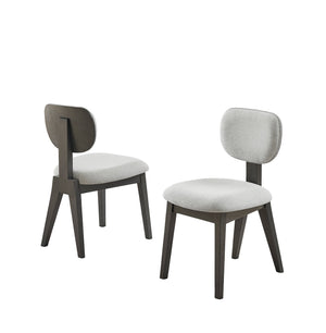 English Elm Valencia Light Gray Fabric Dining Chairs Set of 2 — Padded Curved Back, Rubberwood Frame, Cozy Seating B061P406093