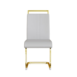 English Elm Modern White Faux Leather High Back Dining Chair Set Gold Base Elegant Seating W3732P495889