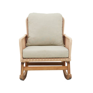 English Elm Contemporary Wicker Rocking Chair Pe Rattan Weave Wooden Frame Plush Cushions Patio Beige N767P229004N_2