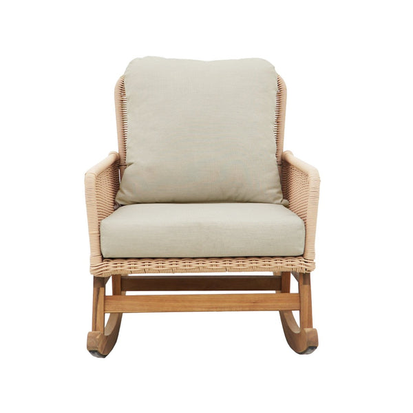 English Elm Contemporary Wicker Rocking Chair Pe Rattan Weave Wooden Frame Plush Cushions Patio Beige N767P229004N_2