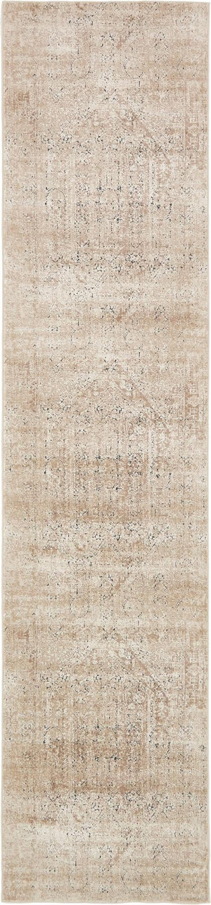 Unique Loom Chateau Quincy Machine Made Abstract Rug Beige, Brown/Navy Blue 3' 0" x 13' 0"