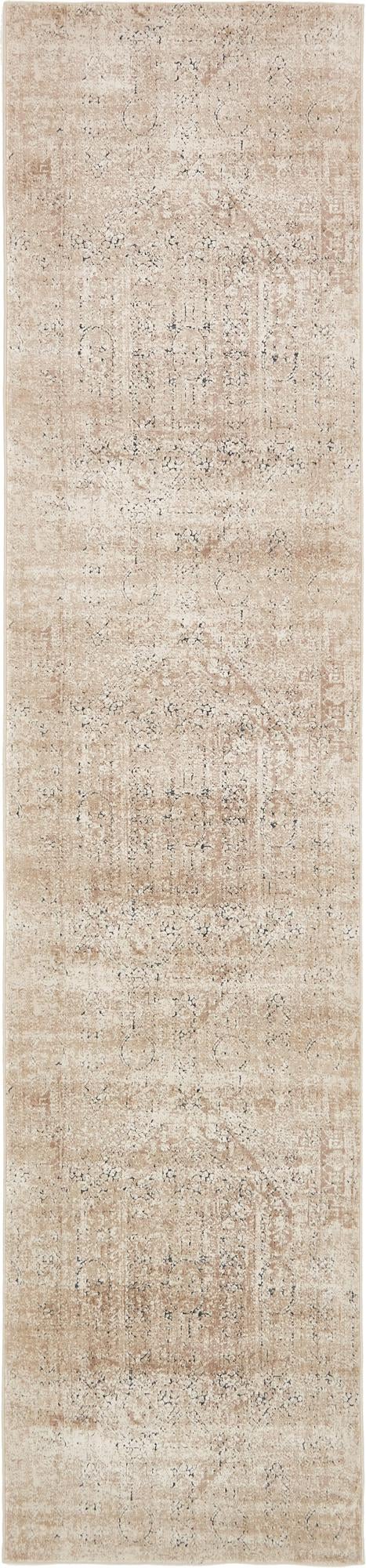 Unique Loom Chateau Quincy Machine Made Abstract Rug Beige, Brown/Navy Blue 3' 0" x 13' 0"