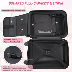 English Elm Luggage 5 Piece Hardside Abs Set with Front Access Carry on and Tsa Spinner Wheels Pink N732P391557F