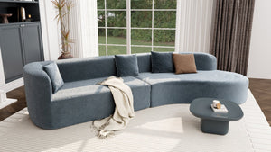 English Elm U_Style Curved Modular 132" Chenille Sectional Sofa with Plush Spring Cushions for Cozy Living Dark Blue WY000456AAE