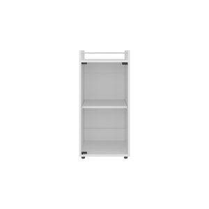 English Elm Theba Kronos White Minibar Cabinet with Double Doors and Open Shelf, Compact Modern Bar Storage B070P337130