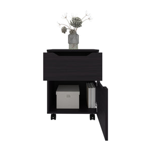English Elm Ethan Modern Nightstand with Door & Open Shelf, Compact MDF Bedside Table in Kronos Wengue Finish B070P337099