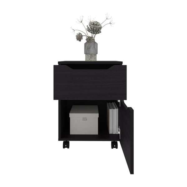 English Elm Ethan Modern Nightstand with Door & Open Shelf, Compact MDF Bedside Table in Kronos Wengue Finish B070P337099