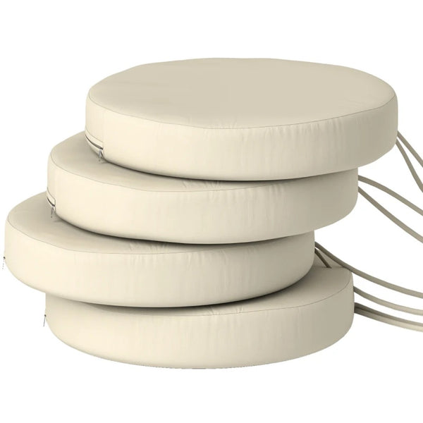 English Elm Soft Round Dining Chair Cushions Set of 4 with Washable Covers and Foam Padding Cream White T3971P443064