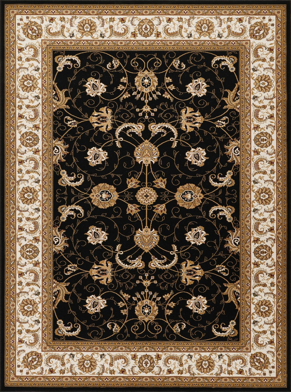 English Elm Manchester Classic Black & Ivory Area Rug - Durable 9'2" X 12'6" Design For High-Traffic Spaces B186P316776