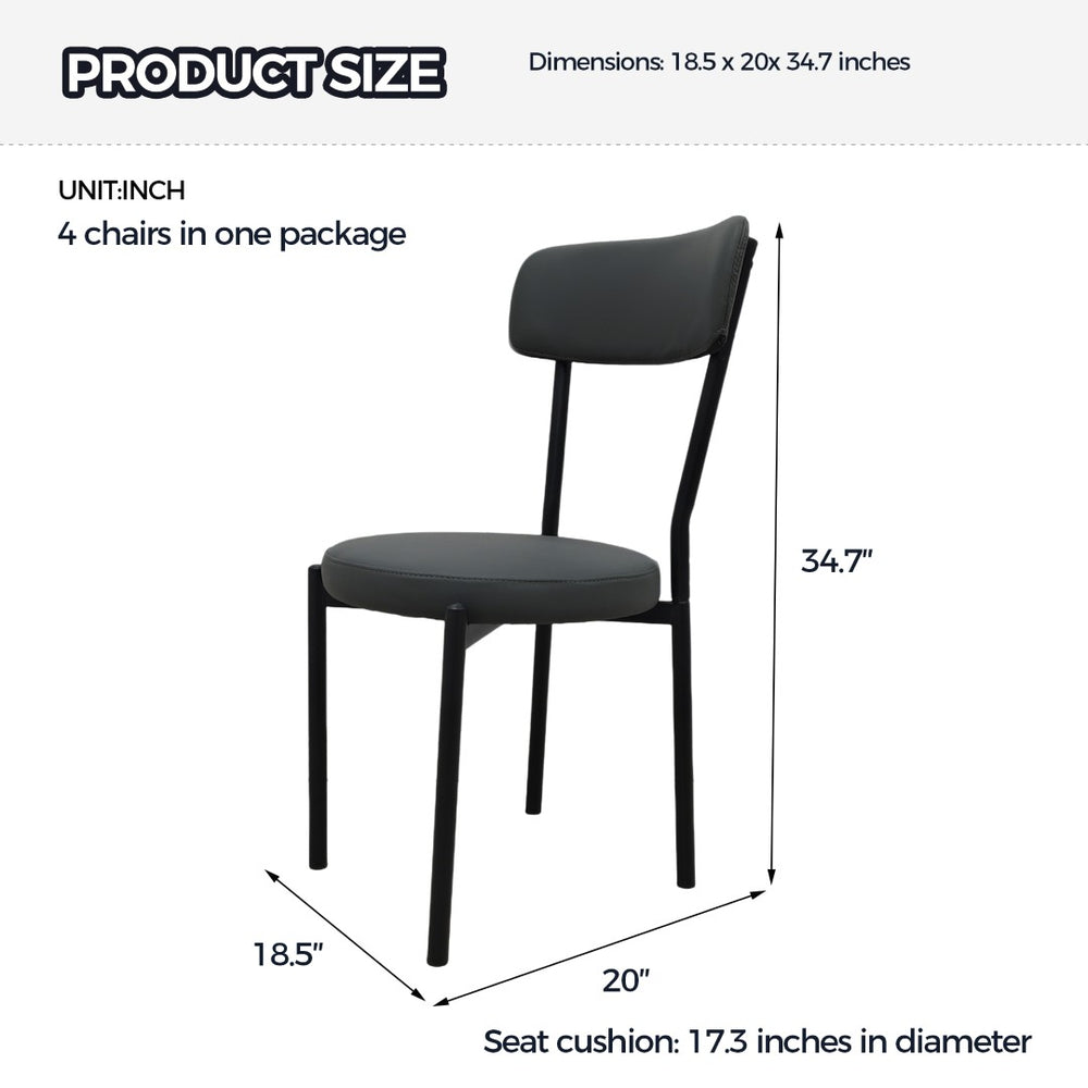 English Elm Dining Chair Set of 4 Upholstered Pu Leather Curved Back with Steel Legs W3752P466698