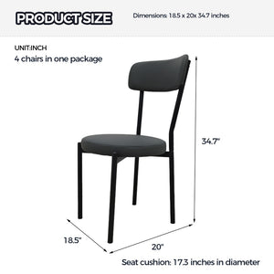 English Elm Dining Chair Set of 4 Upholstered Pu Leather Curved Back with Steel Legs W3752P466698