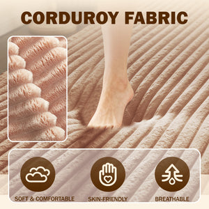 English Elm Modern Full Size Folding Sofa Bed with Plush Corduroy, 2 Pillows, 15" Foam Mattress, No Assembly Required Pink W1885P347085