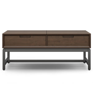 English Elm Banting Walnut Brown Lift Top Coffee Table with Storage, Solid Rubberwood & Metal, Modern Industrial Style B136P203478