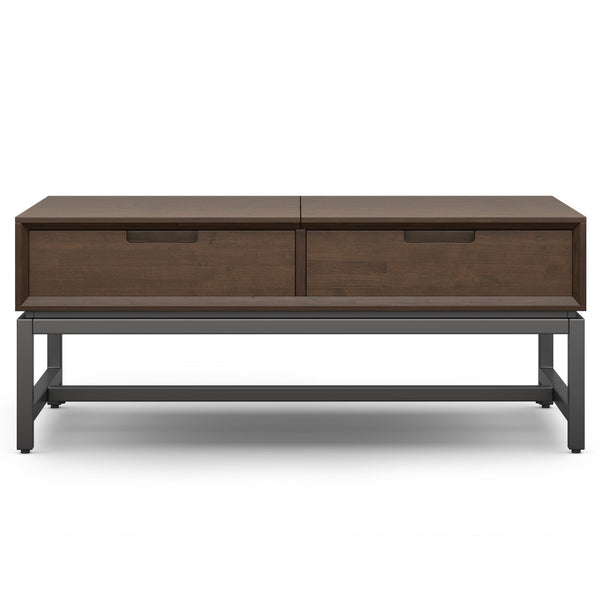 English Elm Banting Walnut Brown Lift Top Coffee Table with Storage, Solid Rubberwood & Metal, Modern Industrial Style B136P203478