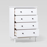 4-Drawer Solid Wood Dresser White BR4DDRWH-T Walker Edison