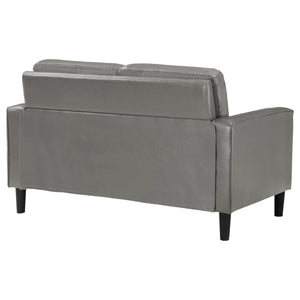 English Elm Farallone Faux Leather Upholstered Track Arm Loveseat with Tapered Legs, Sleek Contemporary Design and Comfort Grey B062P299957