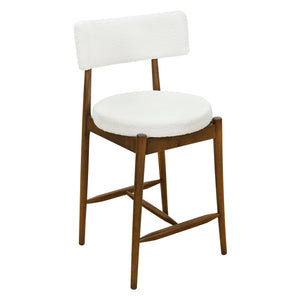 English Elm Christopher Knight Home® - Mid Century Modern Counter Stools Set Of 2 - Stylish Walnut Frame With Plush Beige Boucle Seats N771P205427T