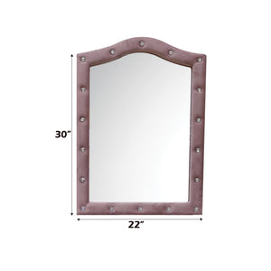 English Elm Reggie Pink Fabric Mirror with Arched Upholstered Frame, Transitional Vintage Style, 18x26 Mirror Dimensions B2726P286649