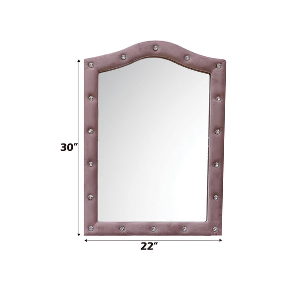 English Elm Reggie Pink Fabric Mirror with Arched Upholstered Frame, Transitional Vintage Style, 18x26 Mirror Dimensions B2726P286649
